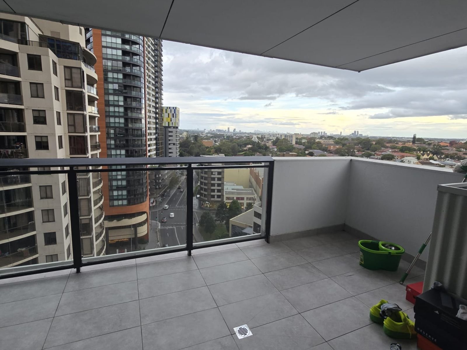 Balcony with city views at 9 Hassall Street, shared accommodation for working professionals and students in Parramatta